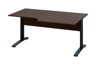 ERK 18 - 168 stůl kancelářský, rohový, pravý, kovová podnož černá, deska 18 mm, široký 1600 mm, ořech královský